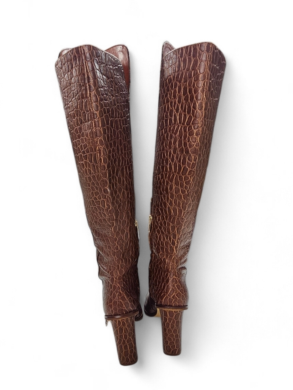 Vince Camuto Palley Embossed Leather Over The Knee Boots In Redwood Brown Sz 7.5 - Picture 4 of 12